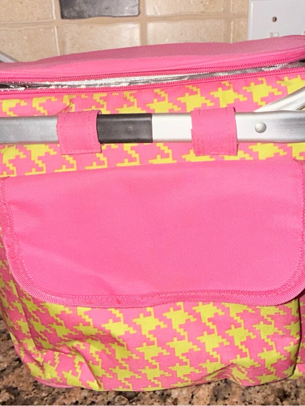 Cynthia Rowley Pink and Yellow Houndstooth Women's Tote Bag